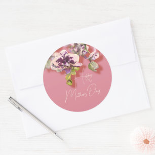 Orchids Floral Happy Mother Day Runder Aufkleber