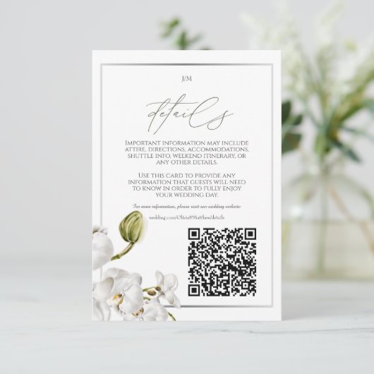Orchids Frame Elegant Tropical Wedding Begleitkarte (Stehend Vorderseite)