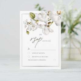 Orchids Frame Elegant Tropical Wedding RSVP Karte