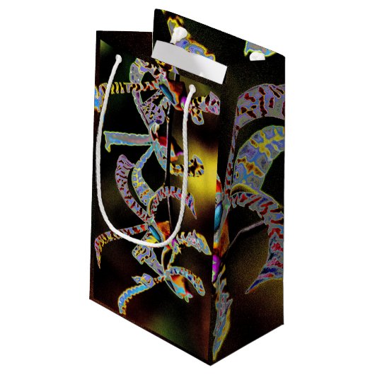 Orchids Geschenktasche Kleine Geschenktüte (Rückseite Schrägansicht)