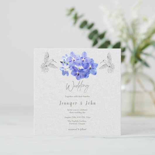 Orchids Hochzeit Einladung (Stehend Vorderseite)