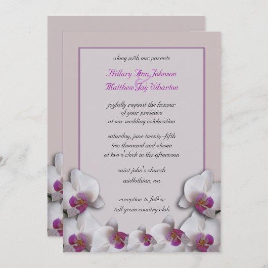 Orchids Hochzeit Einladung (Vorne/Hinten)
