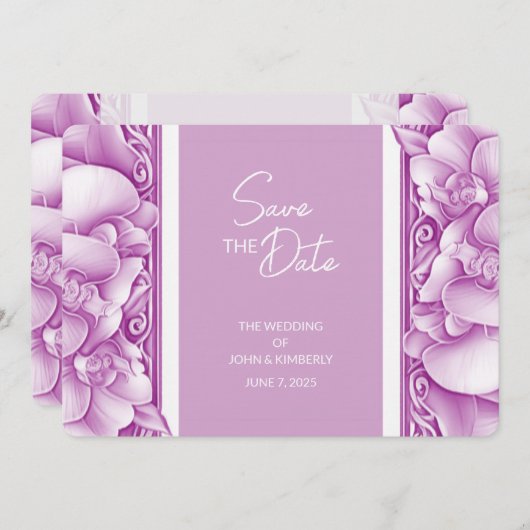 Orchids Hochzeit Verziert Save the Date Fotokarte (Vorne/Hinten)
