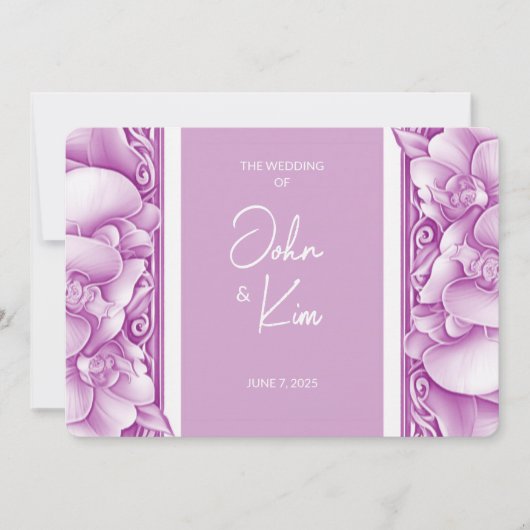 Orchids Hochzeit Verziertes Foto Einladung (Vorderseite)