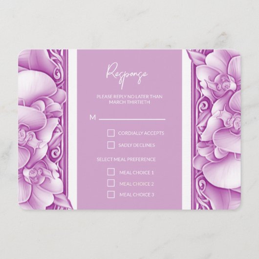 Orchids Hochzeitskarten für Verziertes Foto QR Begleitkarte (Rückseite)