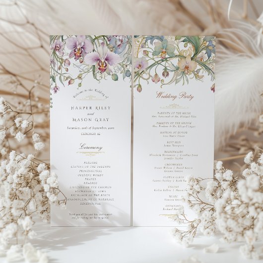 Orchids Hochzeitsprogramm Einladung