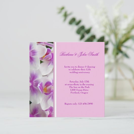 Orchids Hochzeitstag Einladung (Stehend Vorderseite)