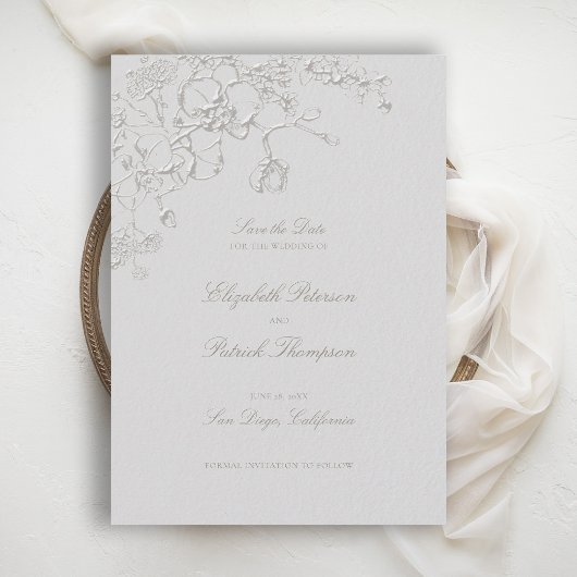Orchids Reverie Ivory Formal Traditional Wedding Save The Date