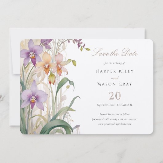 Orchids Save the Date Hochzeit Einladung (Vorderseite)