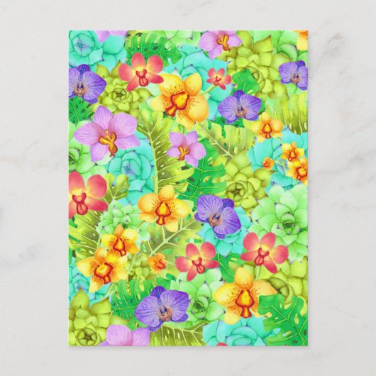 Orchids Succulas Monsteras Watercolor Postkarte (Vorderseite)