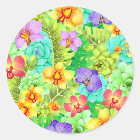 Orchids Succules Monsteras Classic Sticker (Vorderseite)
