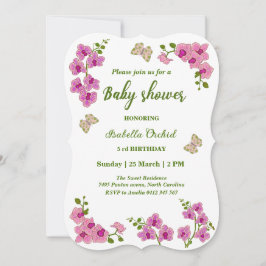Orchids Tropical Butterfly Babydusche Einladung