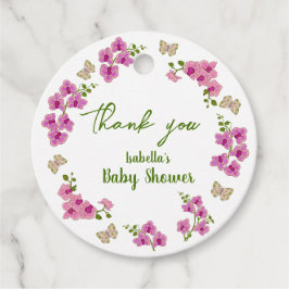 Orchids Tropical Butterfly Lila Button Babydusche Geschenkanhänger