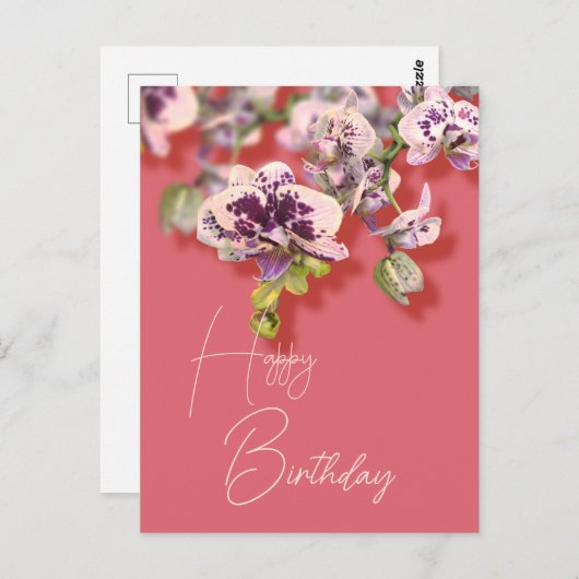 Orchids Tropical Floral Happy Birthday Postkarte (Vorne/Hinten)