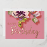 Orchids Tropical Floral Happy Birthday Real Gold Folien Feiertagskarte<br><div class="desc">Blühende Orchideen Blumenstrauß mit Geburtstagstext in anpassbarer Gold-,  Silber- oder Rose-Gold-Folie</div>