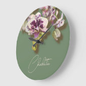 Orchids Tropische Blume Individuelle Name Große Wanduhr (Winkel)