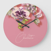 Orchids Tropische Blume Individuelle Name Große Wanduhr (Vorderseite)