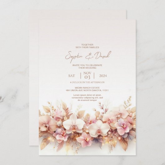 Orchids Watercolor Hochzeit Einladung (Vorne/Hinten)