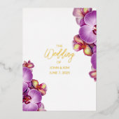 Orchids Wedding Gold Foil Einladung (Vorderseite)
