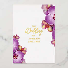Orchids Wedding Gold Foil Einladung