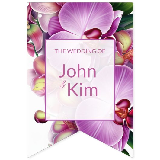 Orchids Wedding Just Married Banner (Erste Fahne)