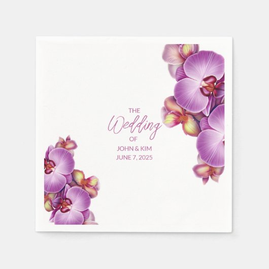 Orchids Wedding Paper Napkin Serviette (Vorderseite)