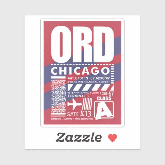 ORD Airport Chicago Aufkleber (Blatt)