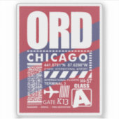 ORD Airport Chicago Aufkleber (Vorderseite)