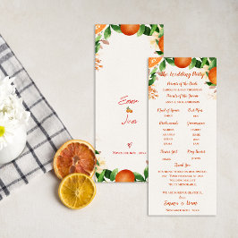 Orden der Zeremonie Orange Wedding Program Card Einladung