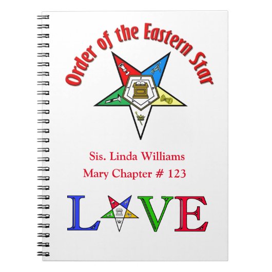 Order of Eastern Star Spiral Notebook Notizblock (Vorderseite)