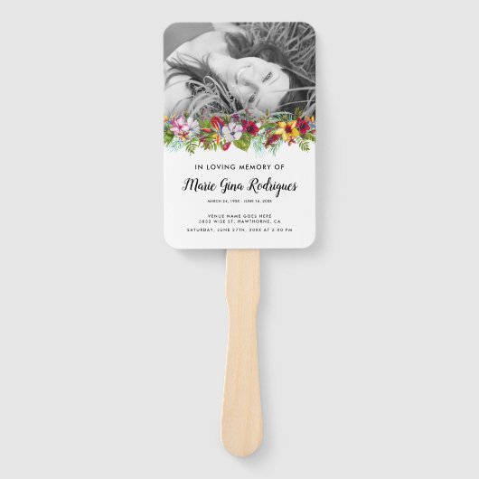 Order of Service Beach Foto Funeral Program Hand Fächer (Vorderseite)