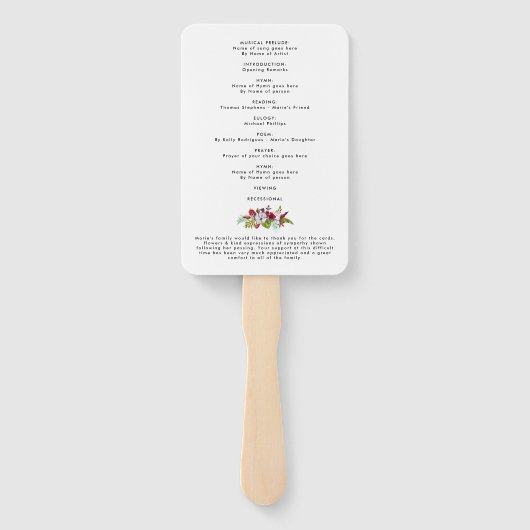 Order of Service Beach Foto Funeral Program Hand Fächer (Rückseite)