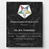Order of the Eastern Star Award Plaque Fotoplatte (Vorderseite)