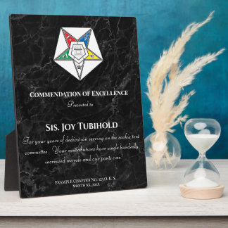 Order of the Eastern Star Award Plaque Fotoplatte