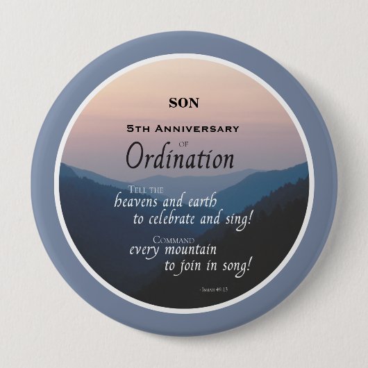 Ordination für das 5. Jubiläum Button (Vorderseite)