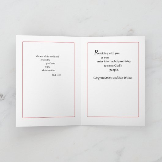 Ordination Glückwunsch Cross auf Schwarz Karte (Innenseite)