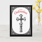 Ordination Glückwunsch Cross auf Schwarz Karte (Gelbe Blume)