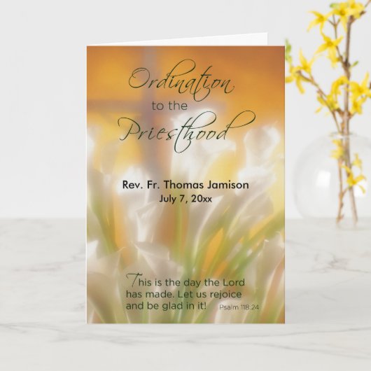 Ordination Priestertum, anpassbarer Name und Datum Karte (Gelbe Blume)