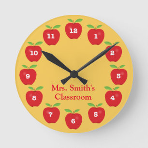 Ordoom Clock with Apples on Yellow Runde Wanduhr