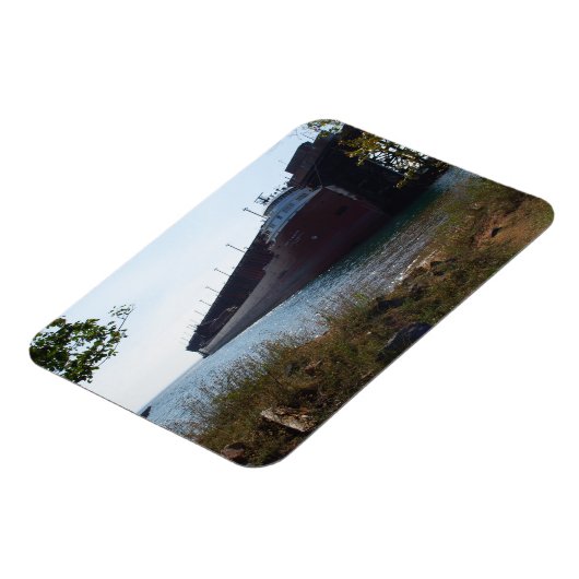 Ore Boat at Marquette MI - Kühlschrankmagnet Magnet (Linke Seite)