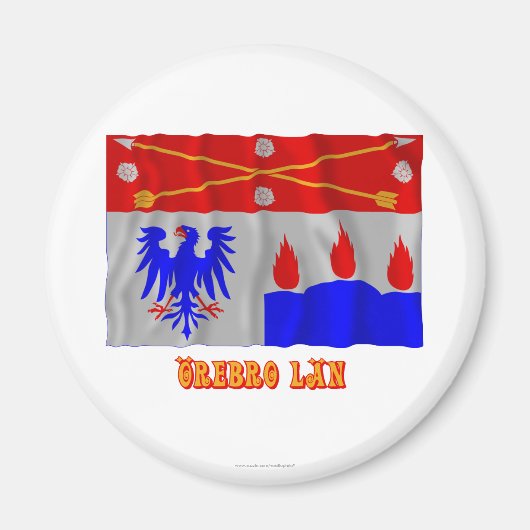 Örebro län winkend Fahne mit Namen Magnet (Vorne)