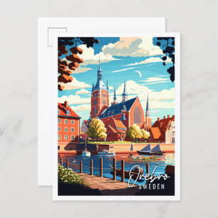 Orebro Schweden Vintage Reise Illustration Postkarte