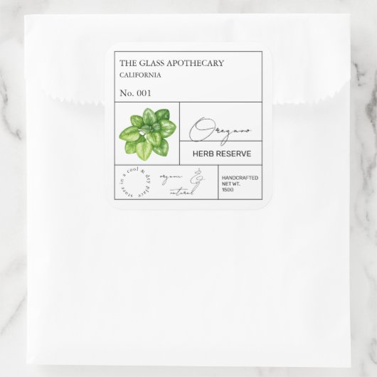 Oregano Quadratischer Aufkleber (Tasche)