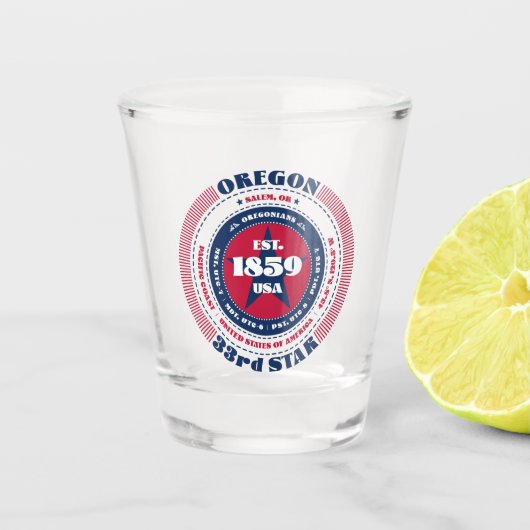 Oregon 33. Star Patriotic Shot Glas (Vorderseite)