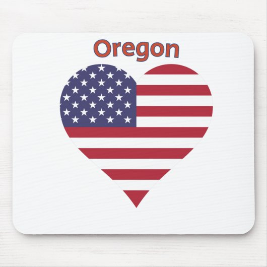 Oregon American Flag Herz Mousepad (Vorne)