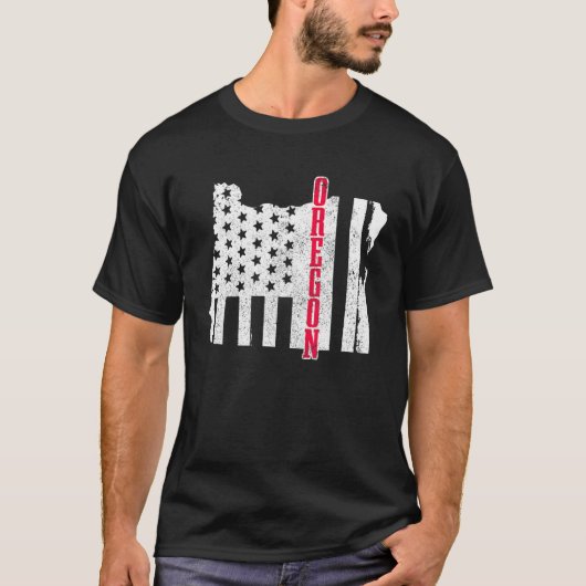 Oregon American Flag Staat Karte Pride Patriotic 4 T-Shirt (Vorderseite)