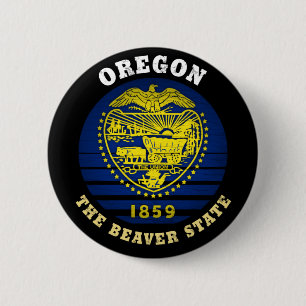 OREGON BEAVER STAAT FLAG BUTTON
