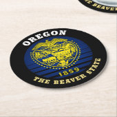 OREGON BEAVER STAAT FLAG RUNDER PAPPUNTERSETZER (Angewinkelt)