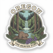 Oregon Beaver State Forest & Wasserfall-Emblem Aufkleber (Vorderseite)