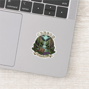 Oregon Beaver State Forest & Wasserfall-Emblem Aufkleber